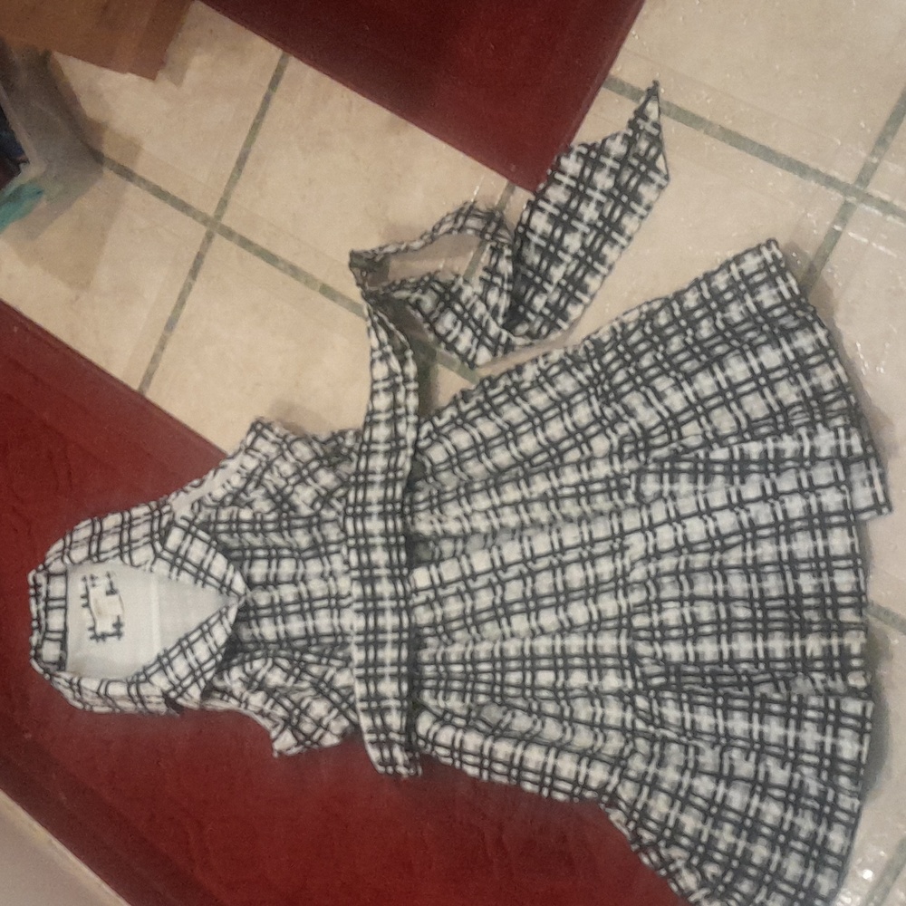 Anthropologie Maeve Black And White Plaid Mini Shirt Sleeveless Dress